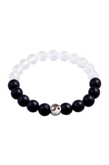 KUZZOI Armband Yin Yang Bead Onyx Kristall Perlen 925 Silber