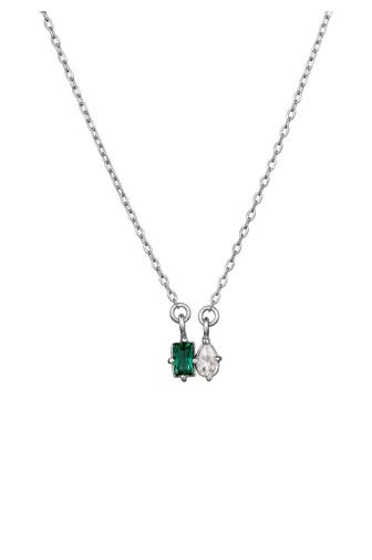 ELLI PREMIUM Kette Tropfen Zirkonia Synthetischer Smaragd 925 Sterling Silber Silber