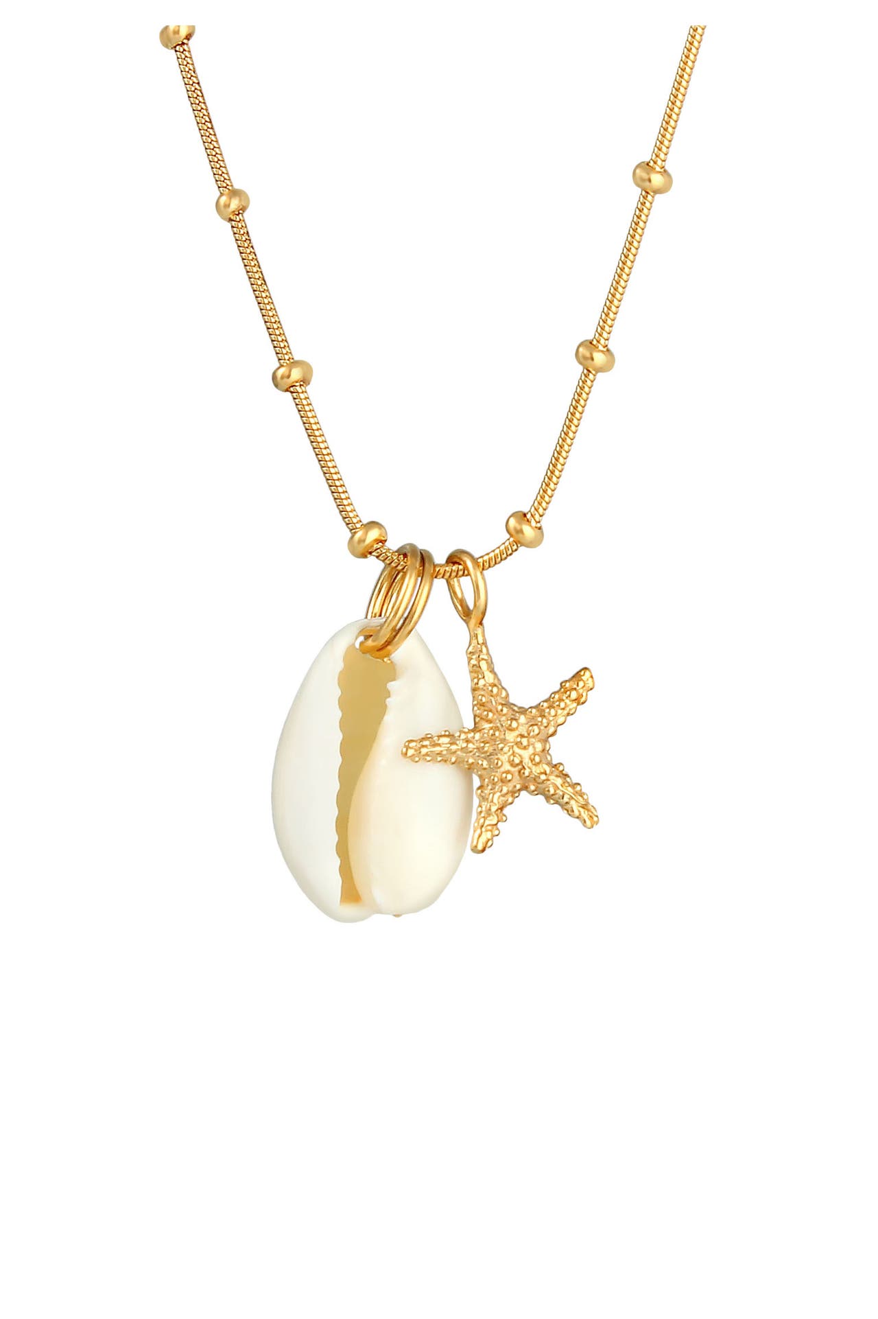 ELLI Kette Kauri Muschel Seestern Kugelkette 925 Silber Gold, Bild 1