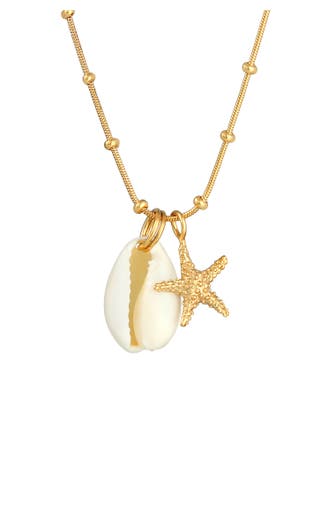 ELLI Kette Kauri Muschel Seestern Kugelkette 925 Silber Gold