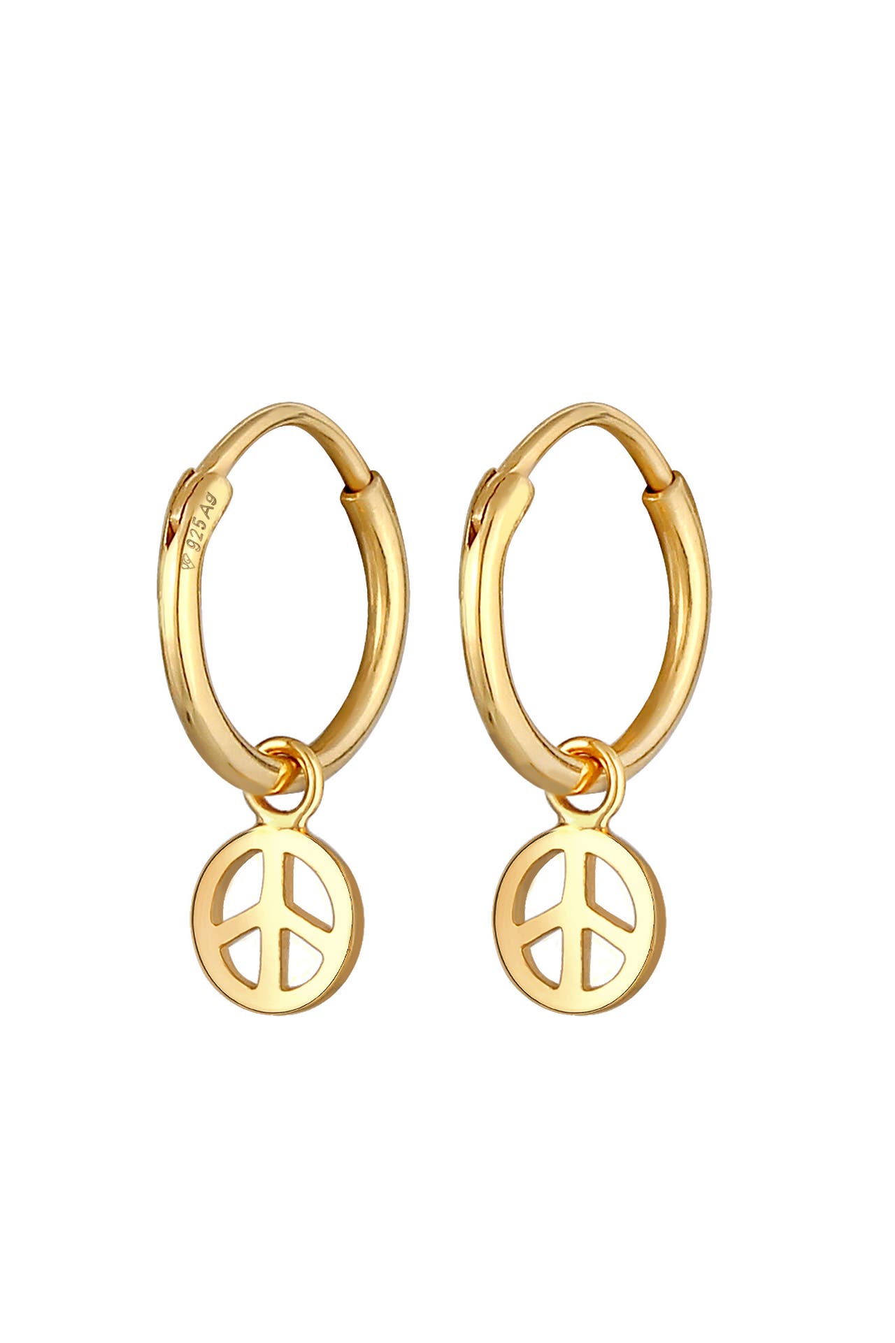 ELLI Ohrringe Creolen Peace Boho Symbol 925 Silber Gold, Bild 1