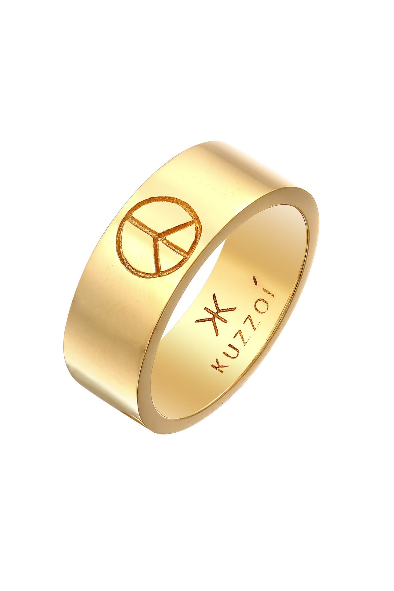 KUZZOI Ring Herren Bandring Peace Oxidiert 925 Silber Gold, Bild 1