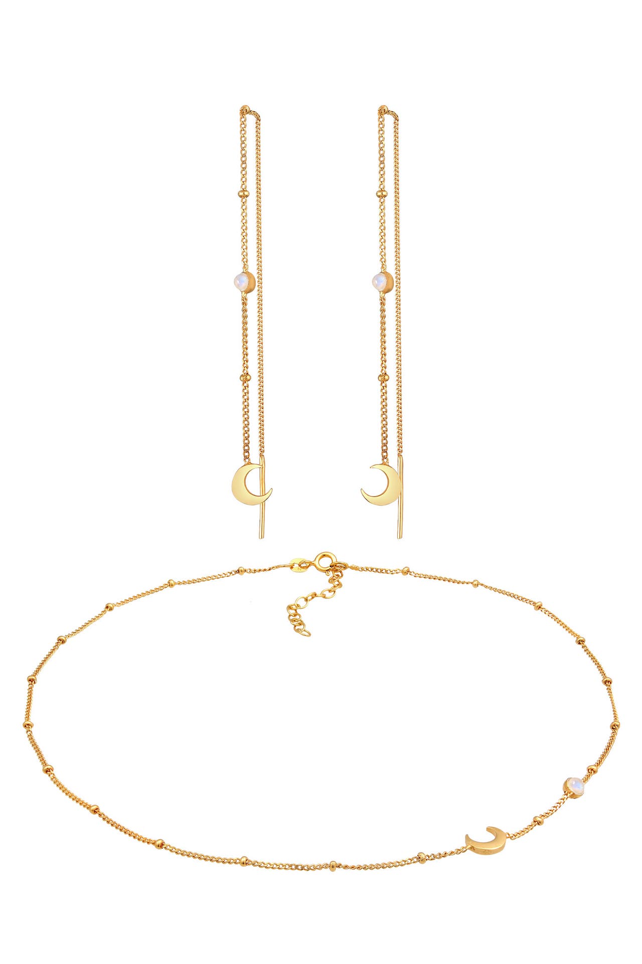 ELLI Schmuckset Halbmond Mond Mondstein Astro 925 Silber Gold, Bild 1