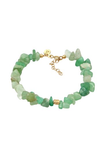 ELLI PREMIUM Armband Aventurin Naturstein 925 Silber vergoldet Gold