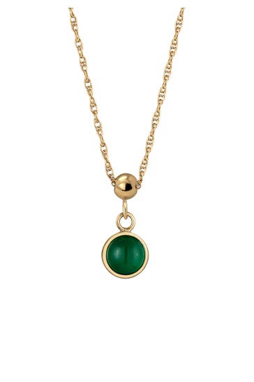 ELLI PREMIUM Kette Geburtsstein Edelstein Solitär 925 Sterling Silber vergoldet Grün