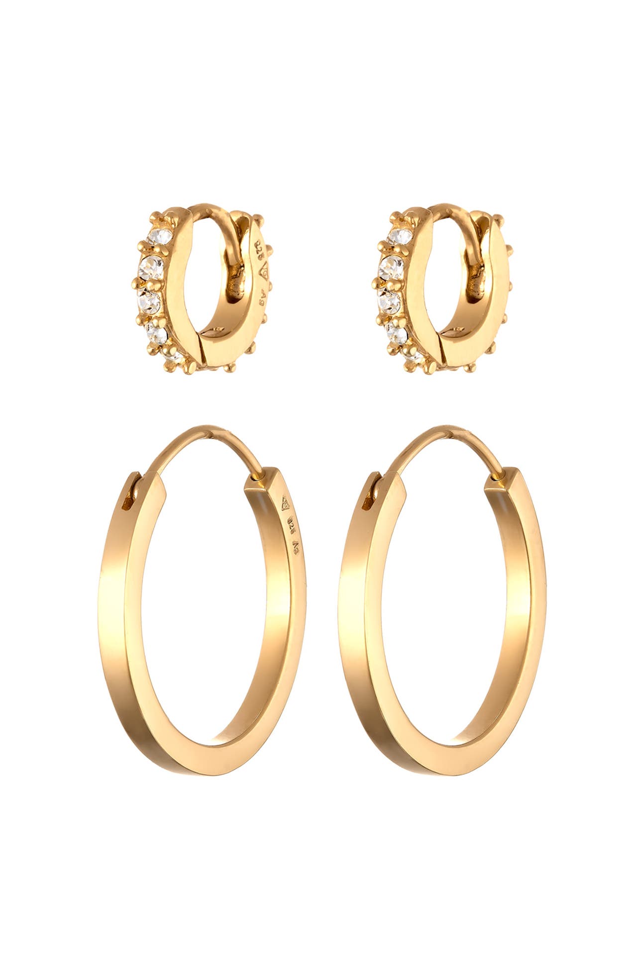 ELLI Ohrringe Creolen Set Weiß 925 Sterling Silber, mit Kristallen von Swarovski® Gold, Bild 1