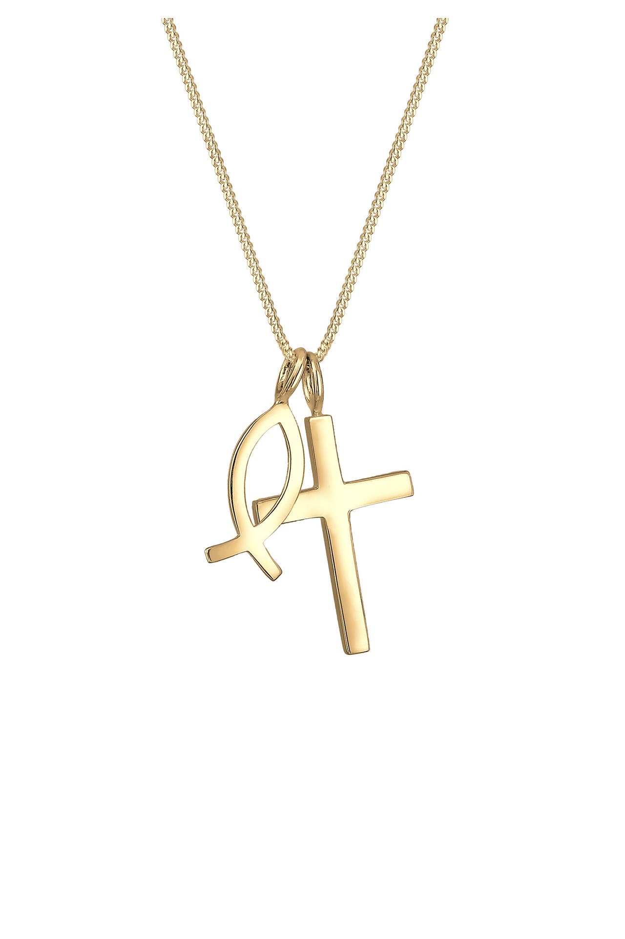 ELLI Kette Kreuz Fisch Symbol Religion 925 Silber Gold, Bild 1
