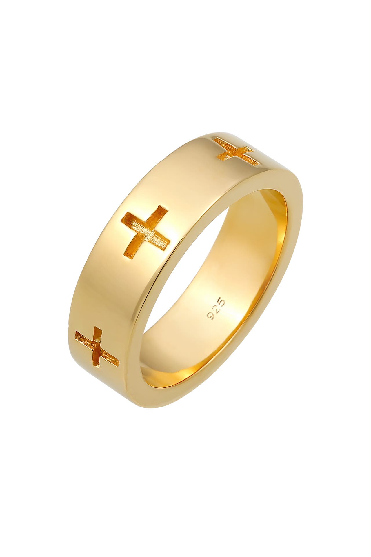 ELLI Ring Kreuz Cut Out Bandring Religiös Glaube 925 Silber Gold, Bild 1