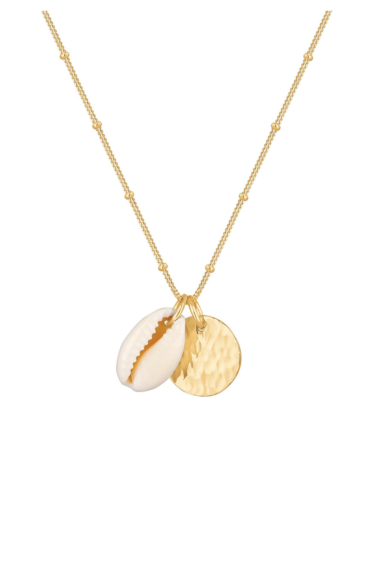ELLI Kette Kauri Muschel und Plättchen Kugelkette 925 Silber Gold, Bild 1