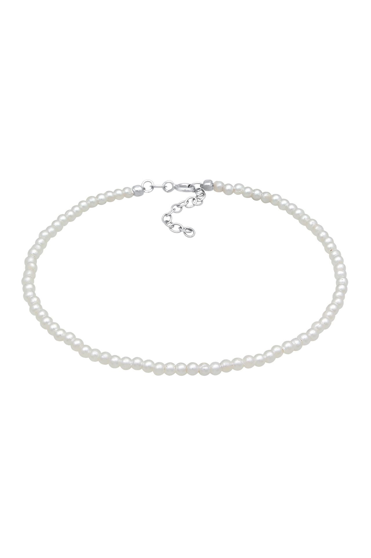 ELLI Fusskettchen Perlen Synthetisch Klassik Basic 925 Silber Silber, Bild 1