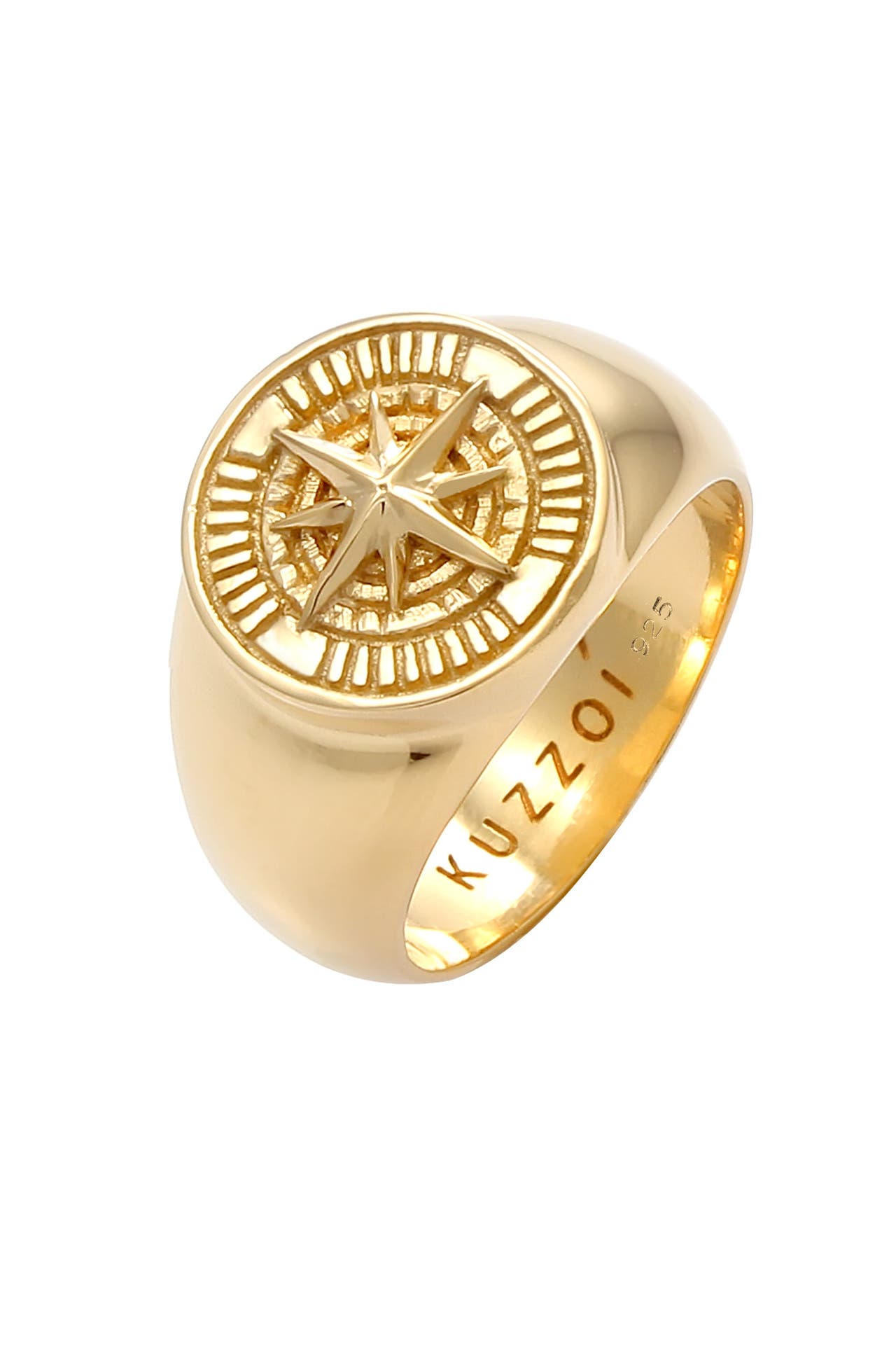 KUZZOI Ring Siegelring Kompass 925 Silber Gold, Bild 1