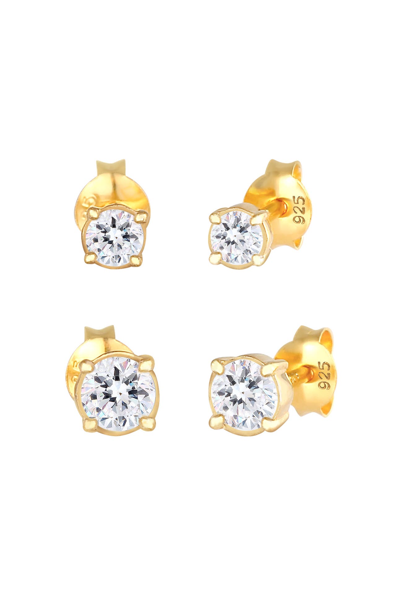 ELLI Ohrringe Ohrstecker 2er Set 925 Sterling Silber, mit Kristallen von Swarovski® Gold, Bild 1