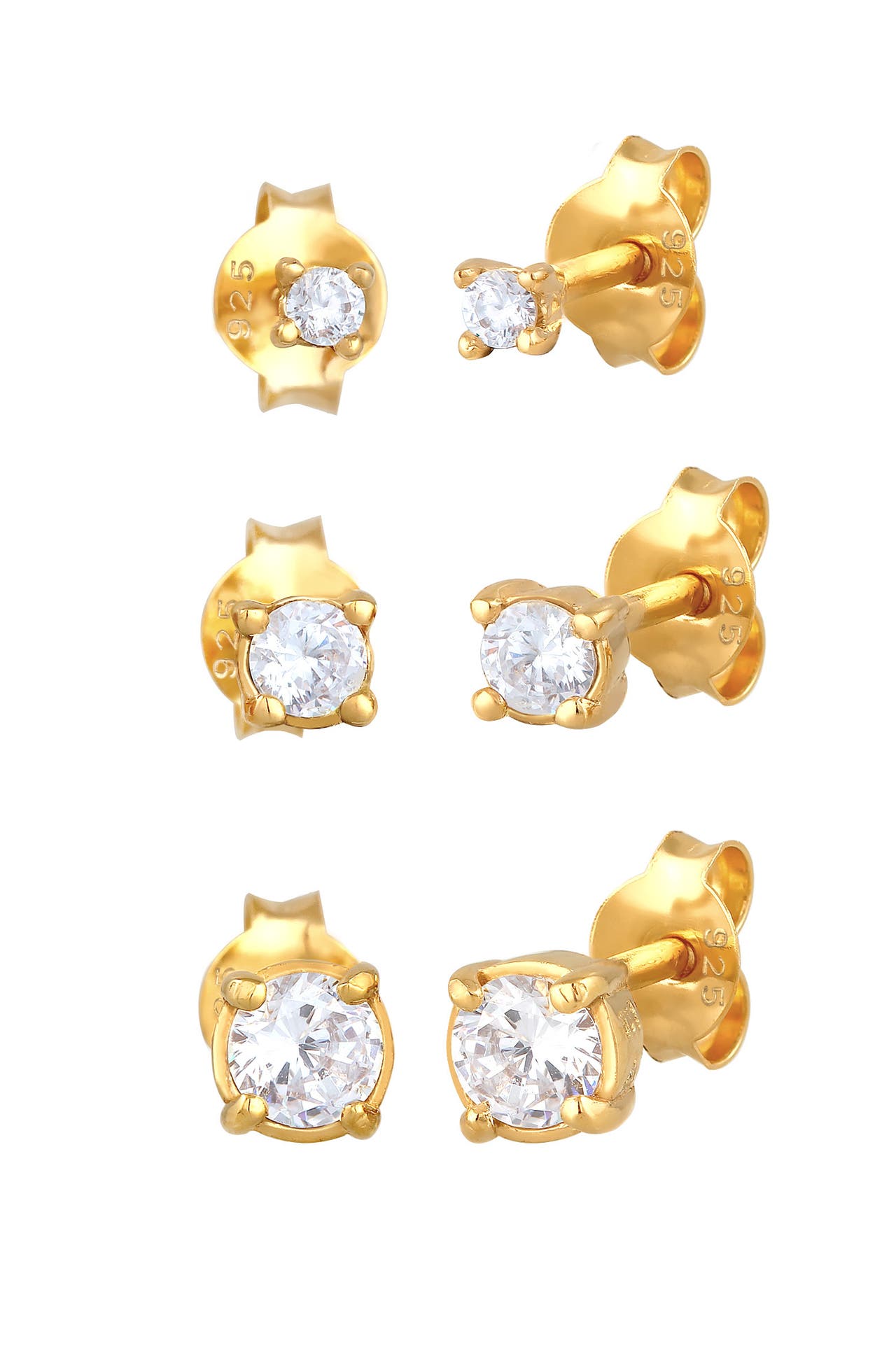 ELLI Ohrringe Elli Ohrringe Stecker Zirkonia Basic 3er Set 925 Silber Gold, Bild 1