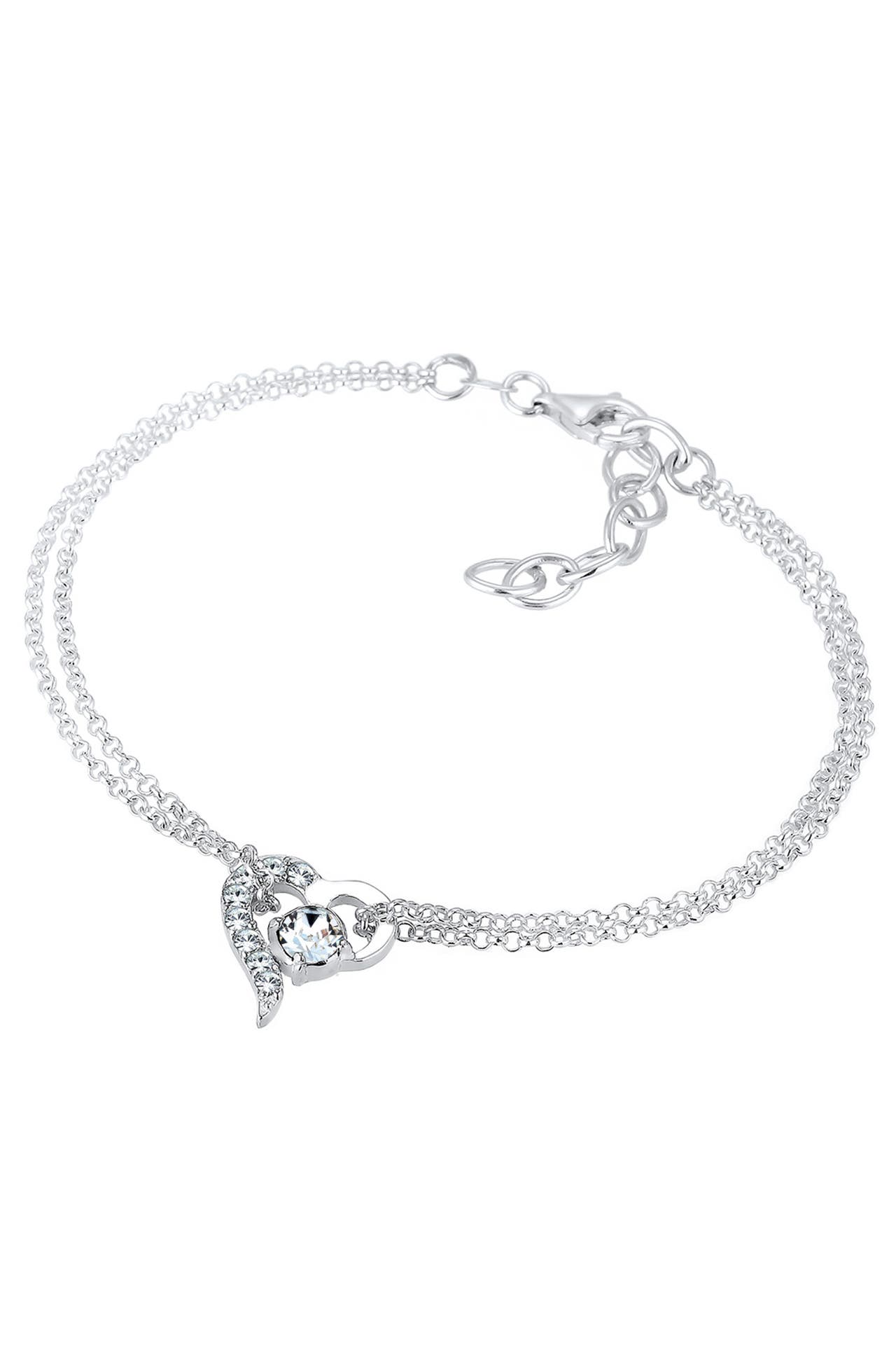 ELLI Armband Herz Liebe 925 Silber, mit Kristallen von Swarovski® Silber, Bild 1