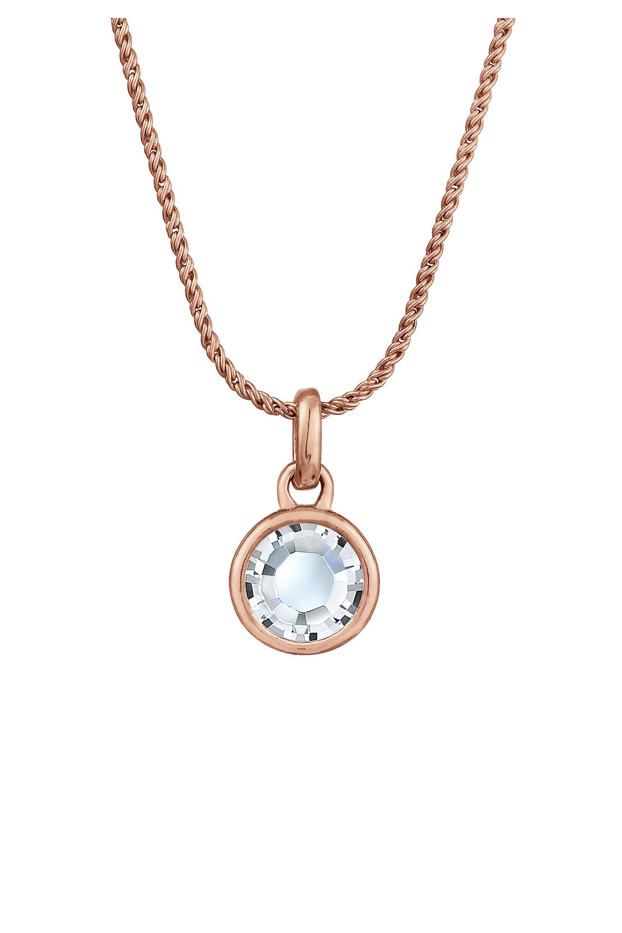 ELLI Kette Solitär Kordelkette 925 Silber, mit Kristallen von Swarovski® Rosegold, Bild 1