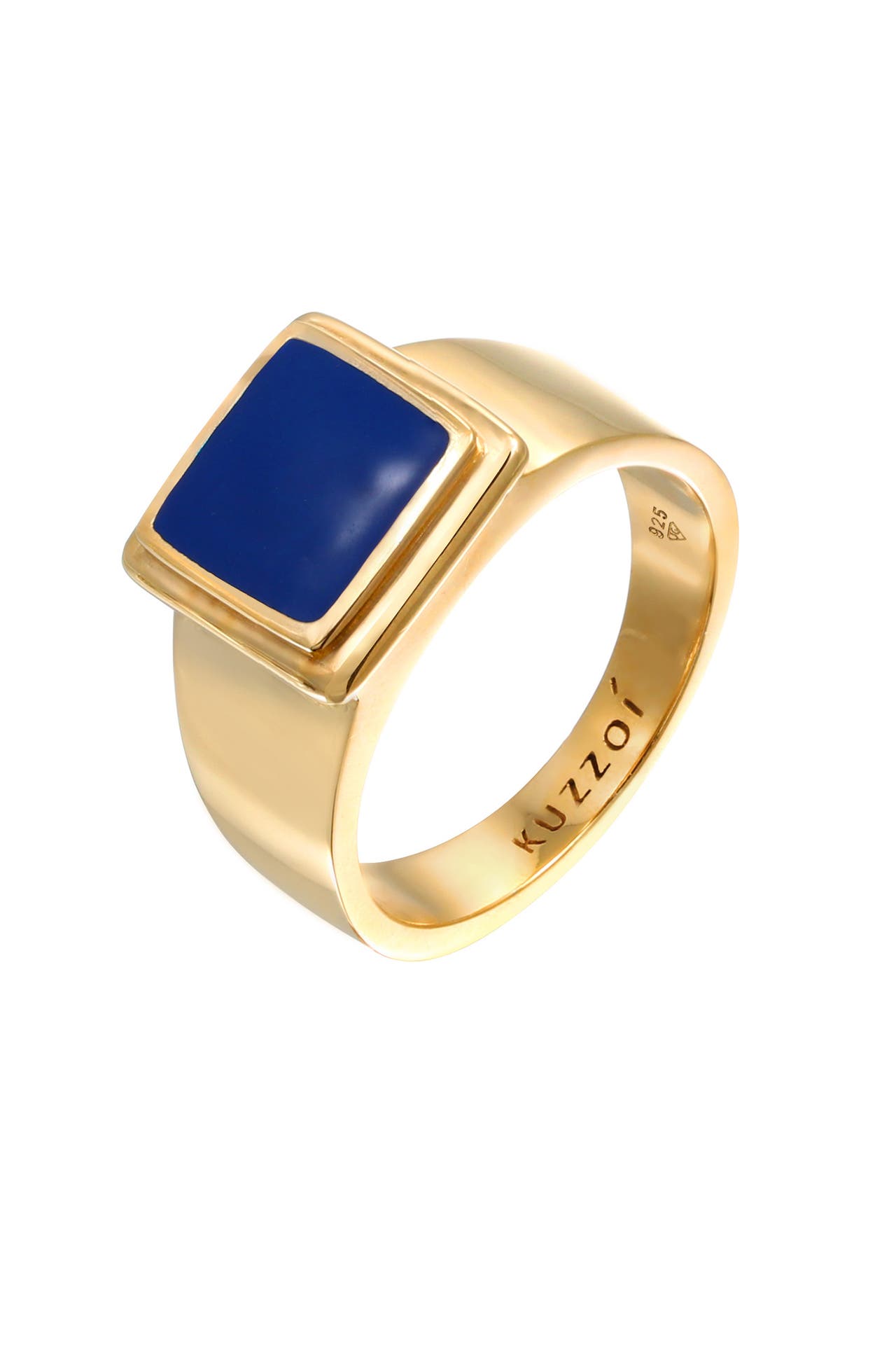 KUZZOI Ring Siegelring Quadrat 925 Silber Gold, Bild 1