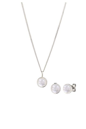 ELLI Schmuckset Mondstein Weiß 925 Sterling Silber Silber