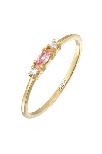 ELLI PREMIUM Ring Vintage Zirkonia Marquise synth. Saphir 375 Gelbgold Gold