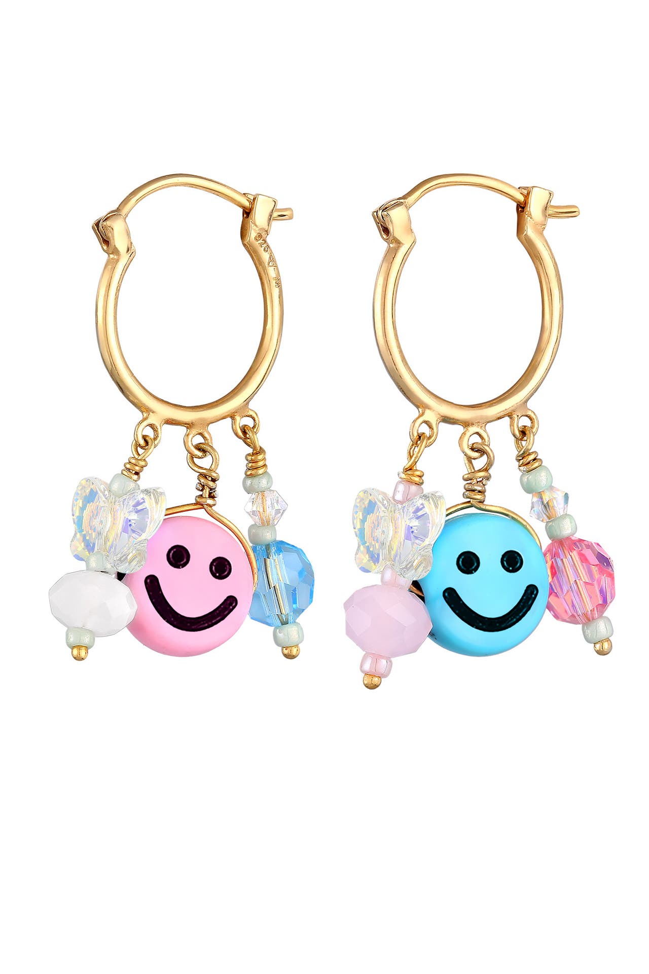 ELLI Ohrringe Creolen Smiling Kristall Beads 925 Silber vergoldet Gold, Bild 1