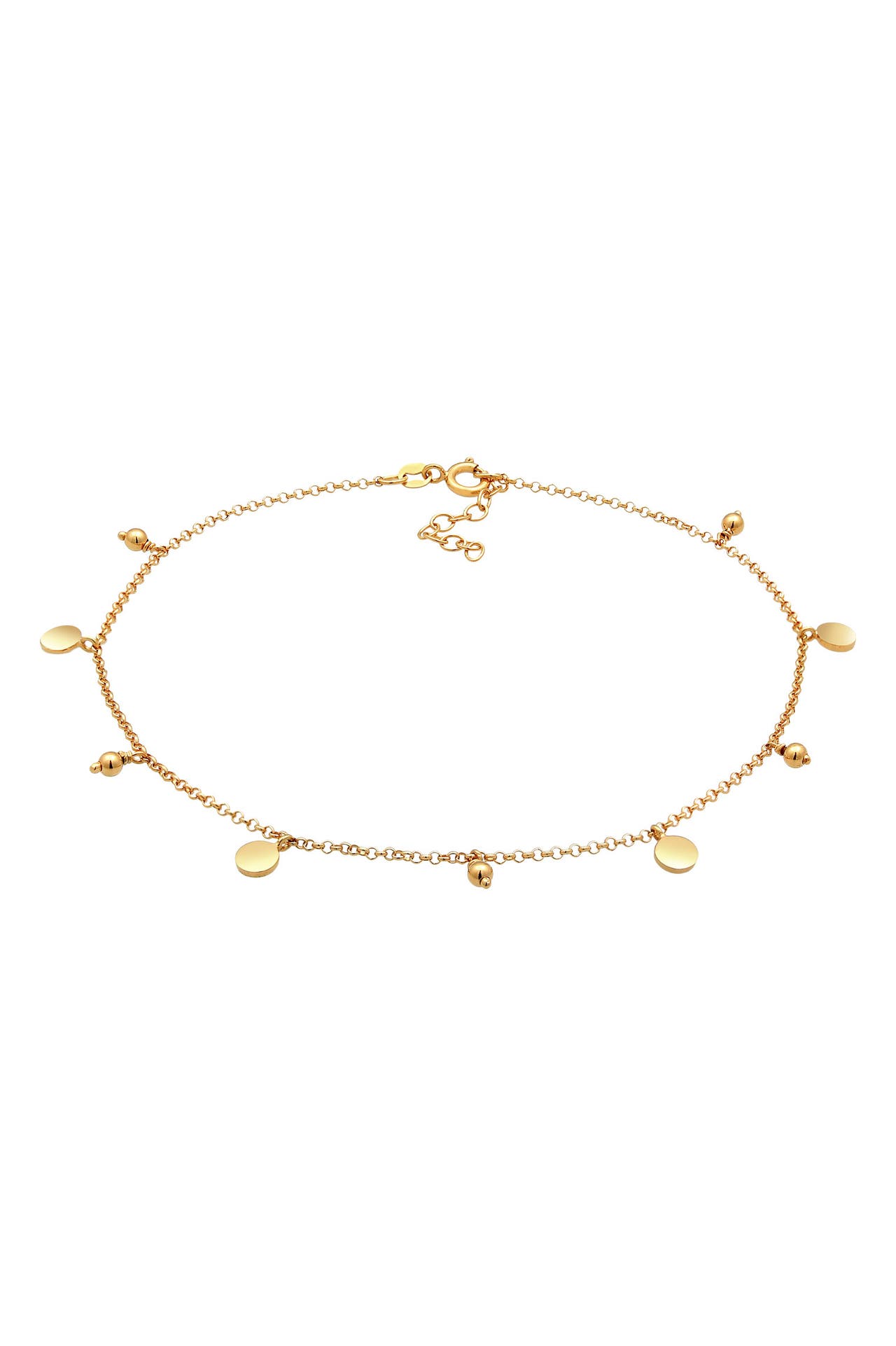 ELLI Fusskettchen Plättchen Kugel Boho Style 925 Silber Gold, Bild 1