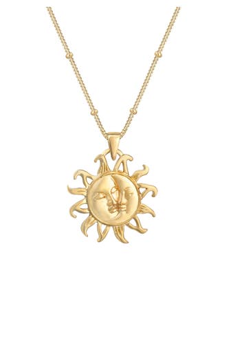 ELLI Kette Sonne Mond mit Kugelkette 925er Silber Gold