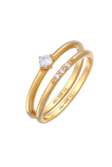 ELLI Ring Zirkonia Solitär Trend Set 925 Silber Gold