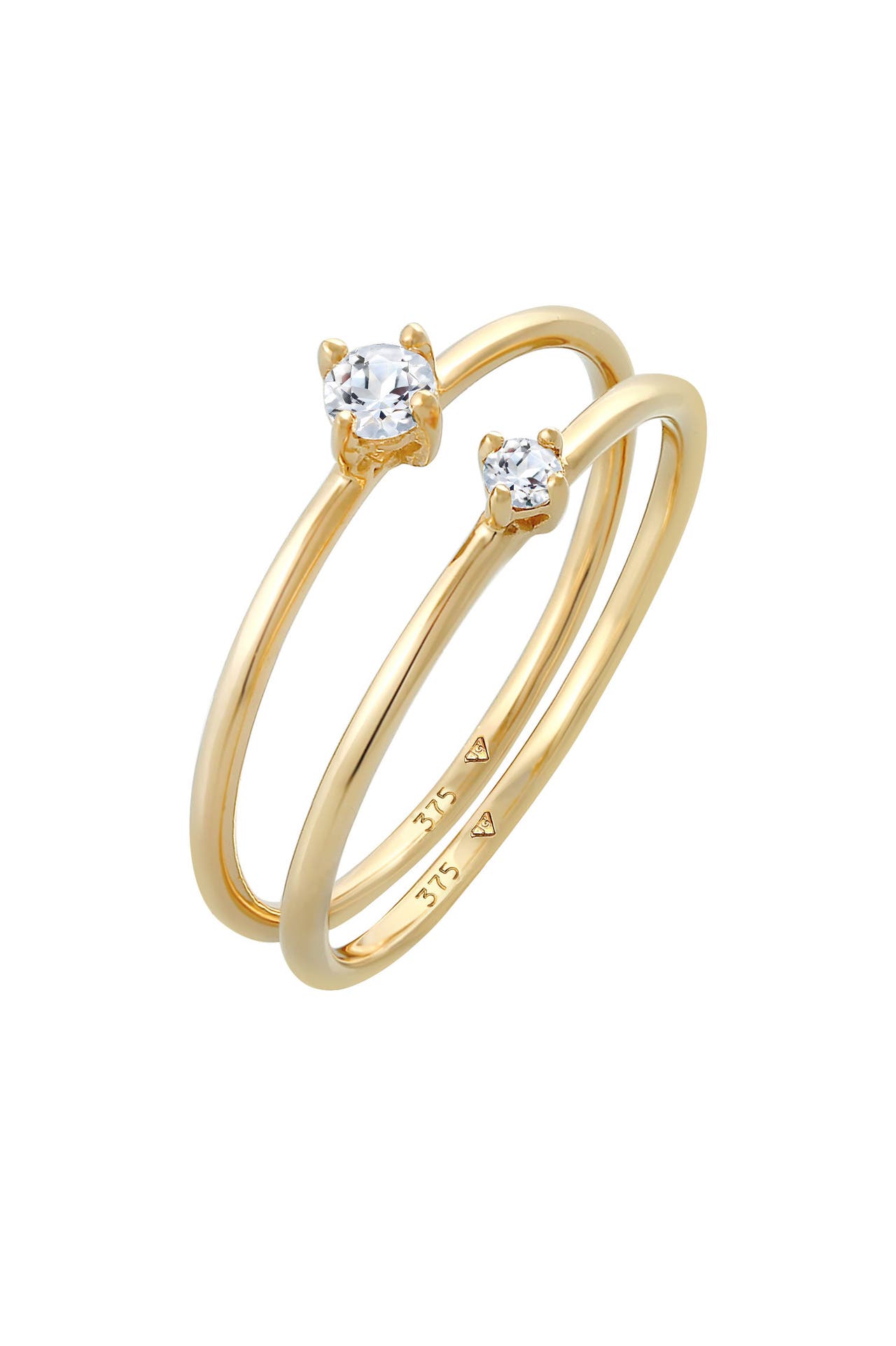 ELLI PREMIUM Ring Topas Solitär Stapelring 2er Set 375 Gelbgold Gold, Bild 1
