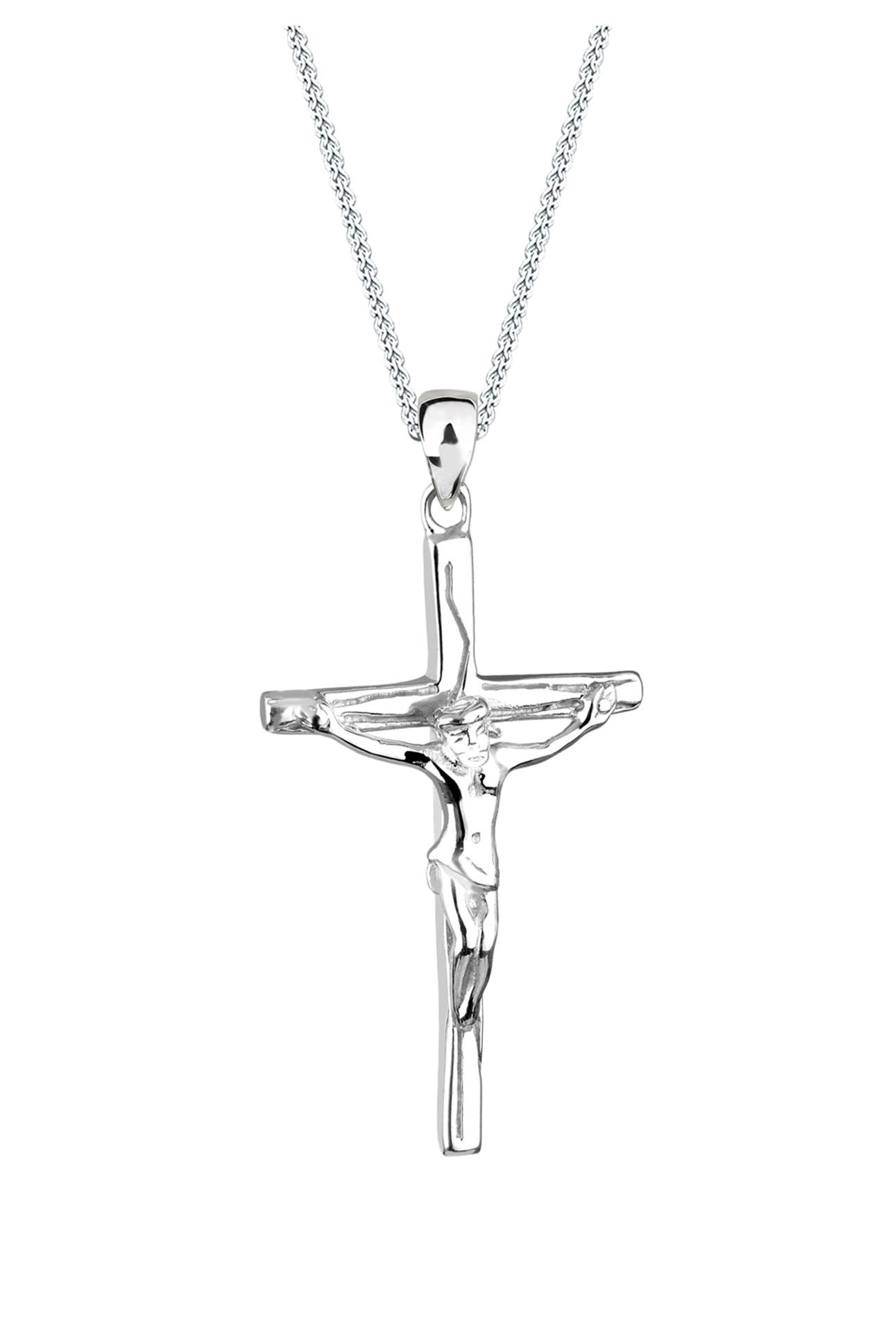 ELLI Kette mit Anhänger Kreuz Jesus Kruzifix Schmuck Geschenk 925 Silber Silber, Bild 1