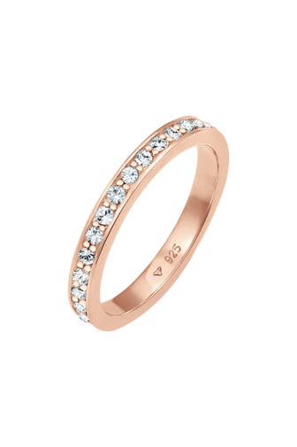 ELLI Ring Bandring Memoire Glas Kristalle Weiß 925 Silber vergoldet Rosa