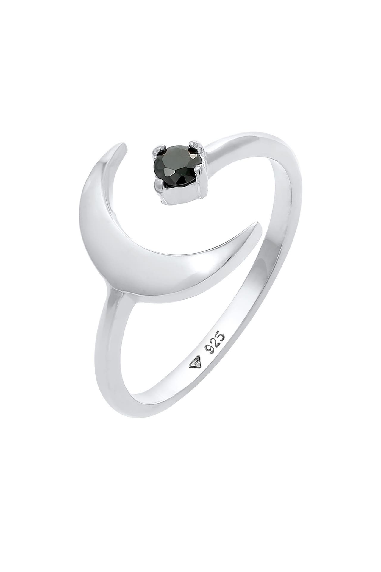 ELLI Ring Halbmond Astro Offen Zirkonia Schwarz 925 Silber Silber, Bild 1