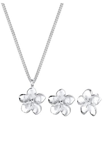ELLI Schmuckset Frangipani Blüte 925 Sterling Silber Silber