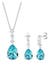 Schmuckset Tropfen Weiß 925 Silber, mit Kristallen von Swarovski® Blau