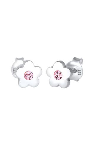 ELLI Ohrringe Kinder Blume Rosa 925 Silber, mit Kristallen von Swarovski®