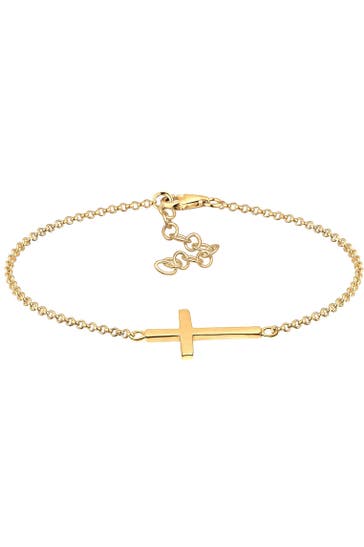 ELLI Armband Kreuz Horizontal Schlicht 925 Silber Gold