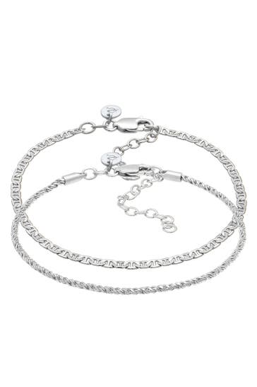 ELLI PREMIUM Armband Stäbchenpanzer Kordel Basic 2er Set 925 Silber Silber