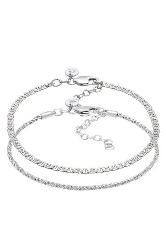 ELLI PREMIUM Armband Stäbchenpanzer Kordel Basic 2er Set 925 Silber Silber