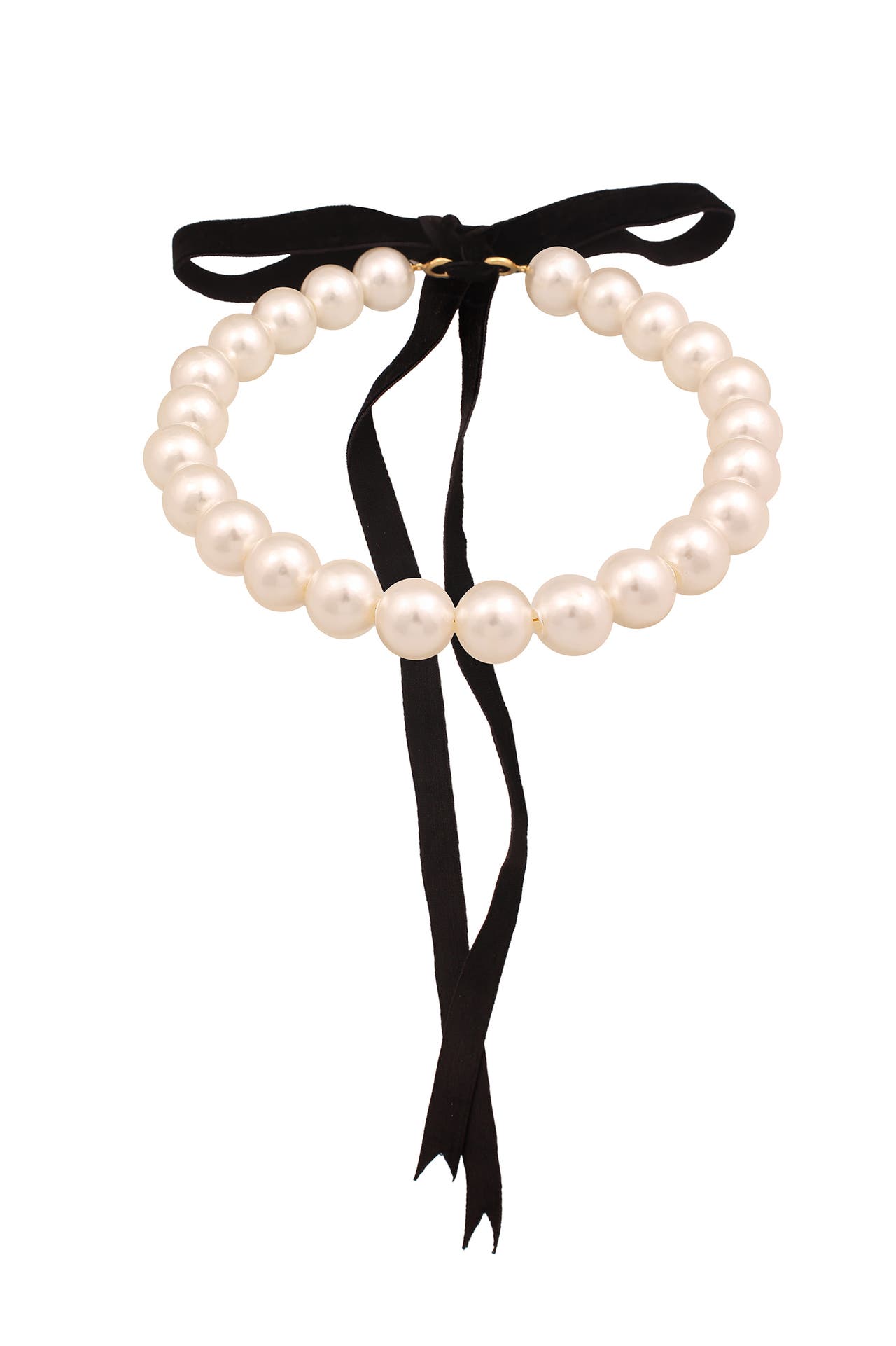 ELLI Kette Choker Schleife Samt Perlen Weiß 925 Sterling Silber vergoldet Weiß, Bild 1