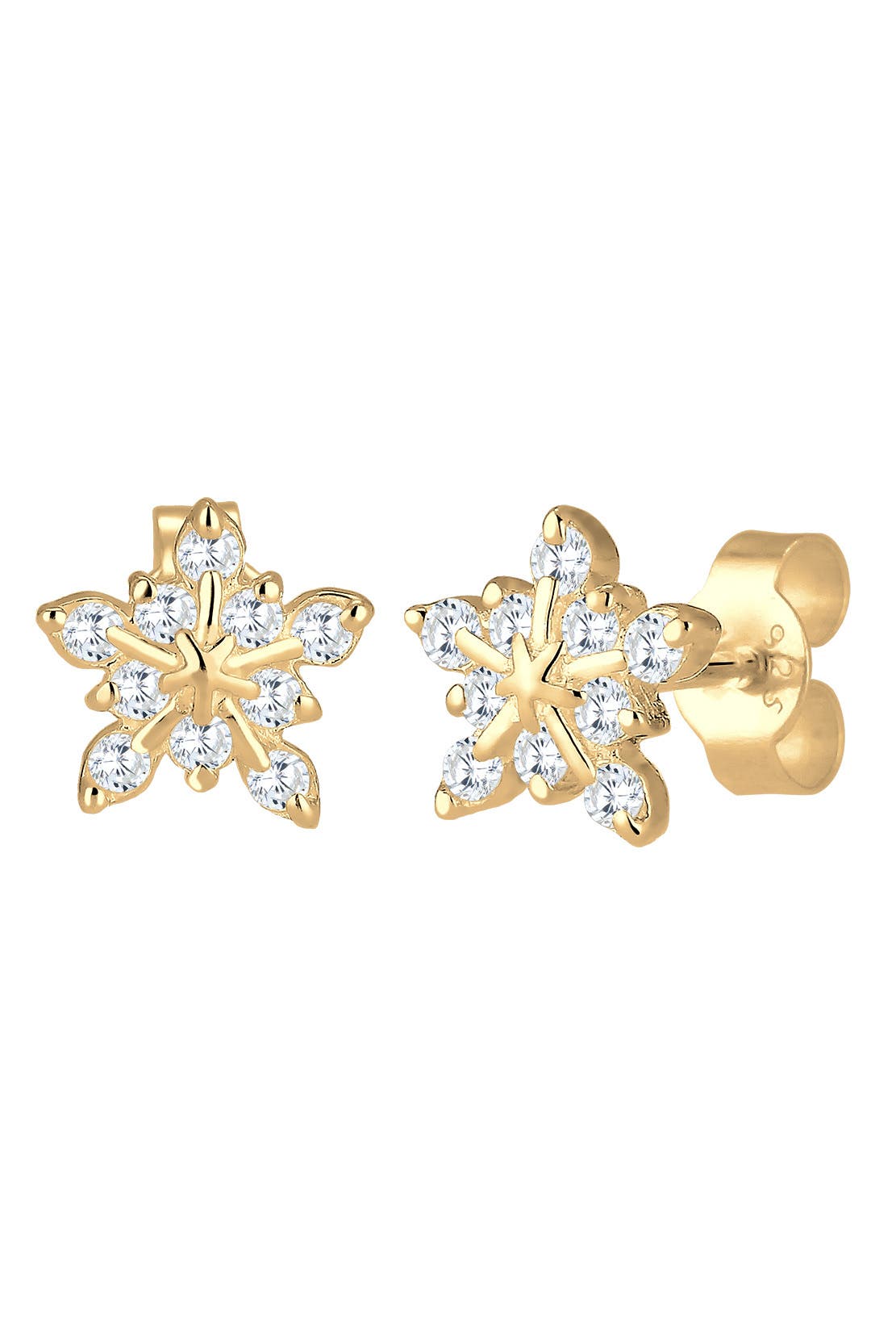 ELLI Ohrringe Schneeflocke Winter Zirkonia 925er Sterling Silber Gold, Bild 1