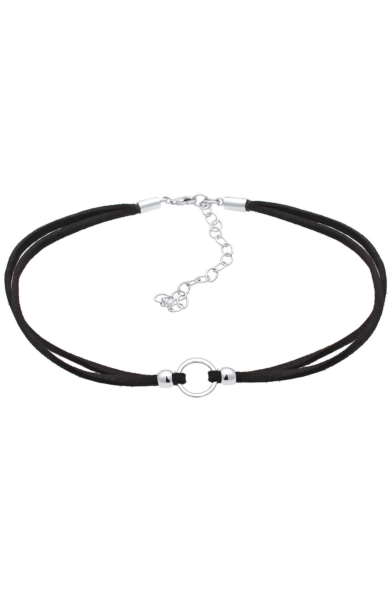 ELLI Kette Halsband schwarz Choker mit Kreis 925 Silber Schwarz, Bild 1