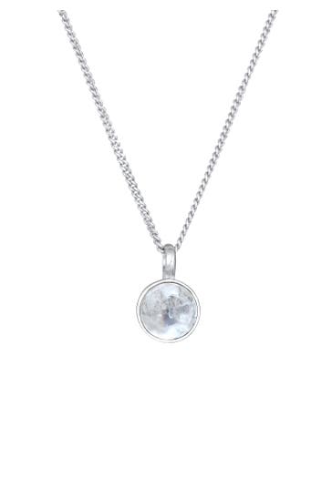 ELLI PREMIUM Kette Mondstein Solitär Klassik 925 Silber Silber