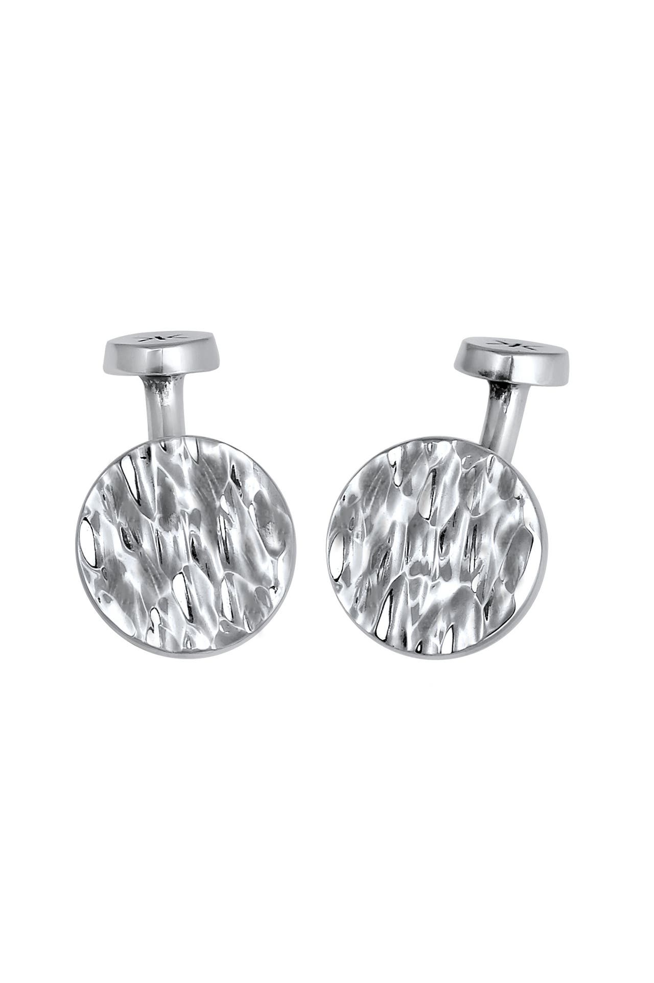 KUZZOI Manschettenknöpfe Plättchen Rund Gehämmert Struktur 925 Silber Silber, Bild 1