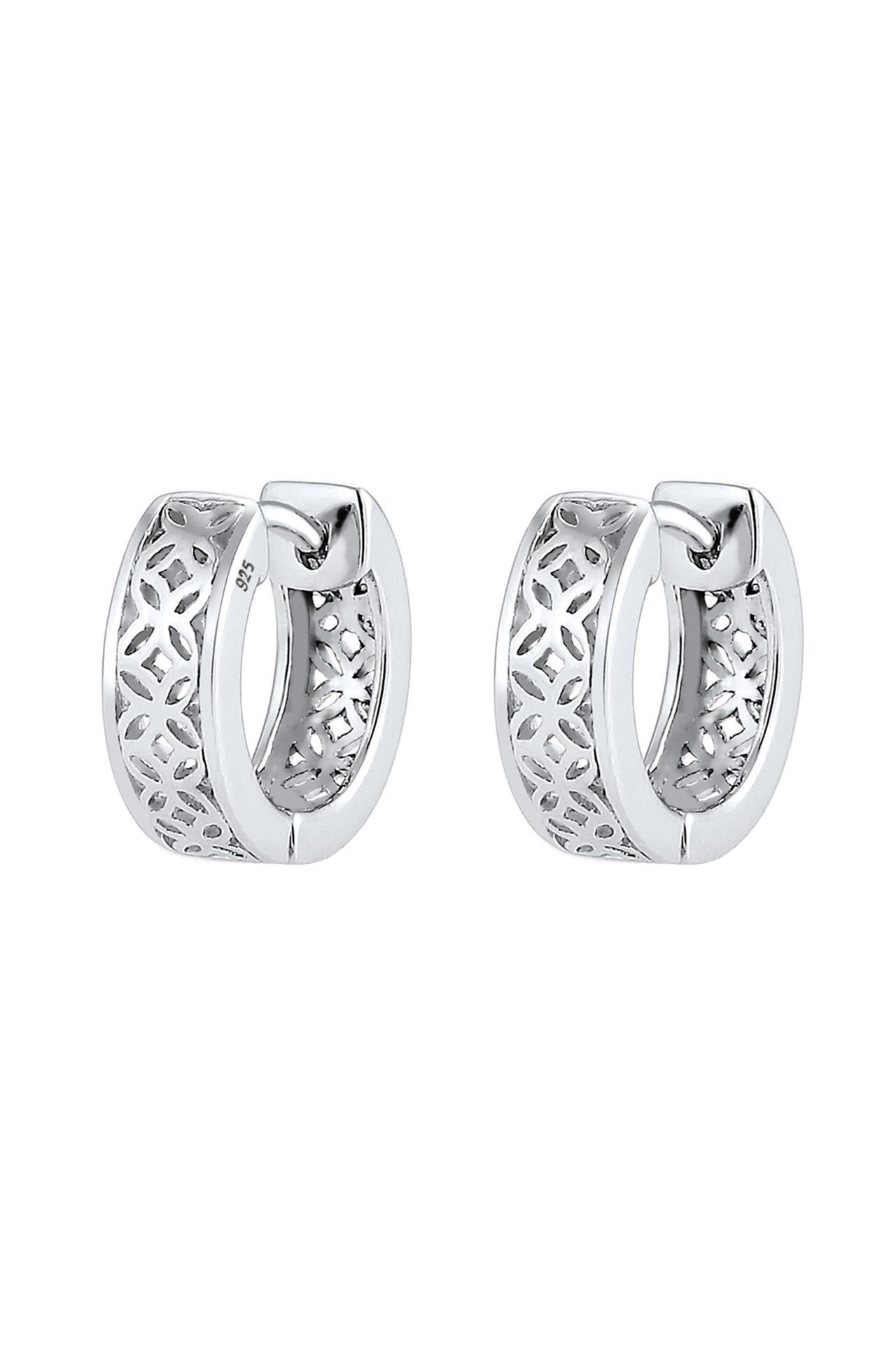 ELLI PREMIUM Ohrringe Creole Ornament Floral 925 Sterling Silber Silber, Bild 1