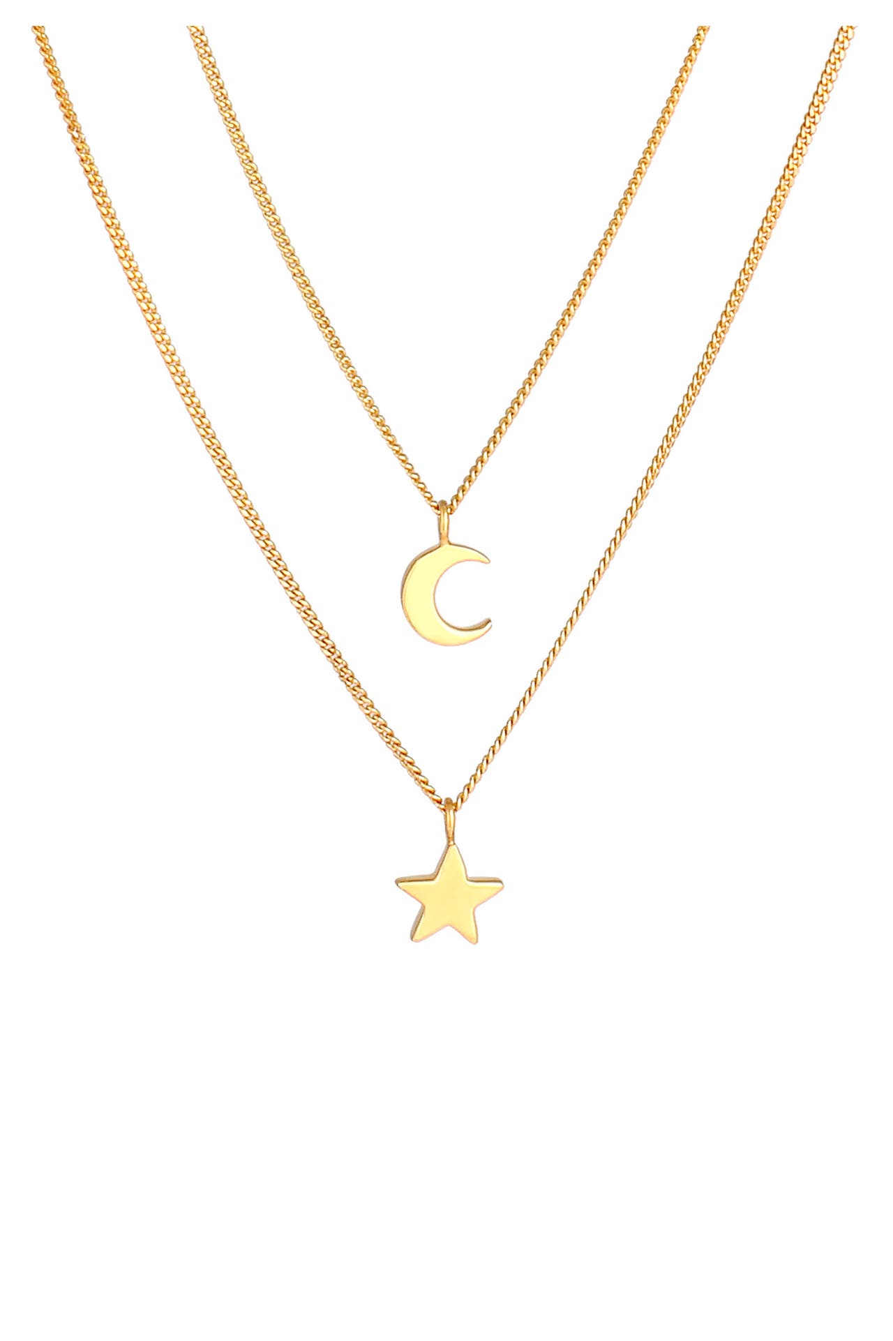 ELLI Kette Layer Stern Mond Astro 925 Silber Gold, Bild 1