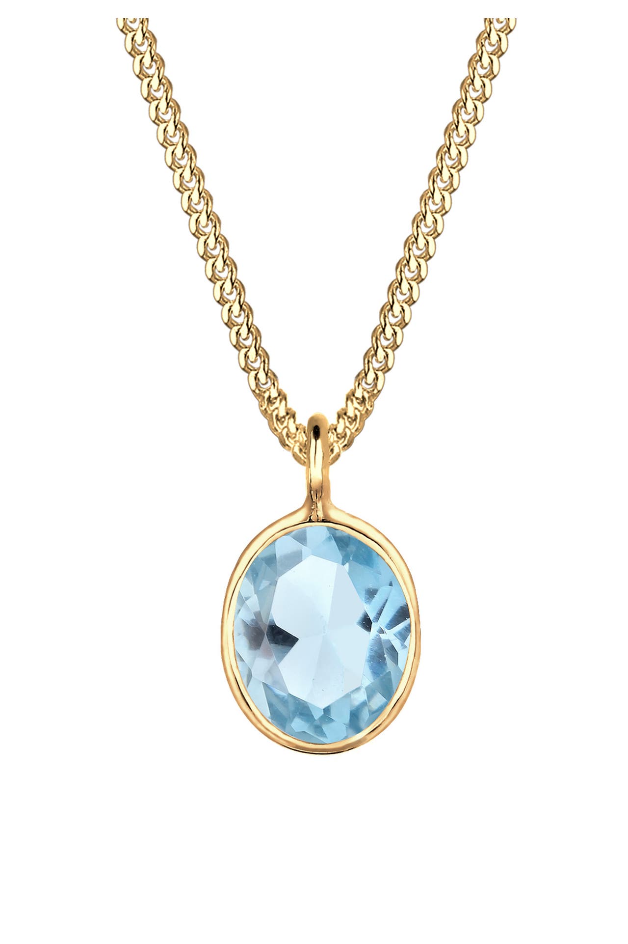 ELLI Kette Geo Oval Topas Edelstein Festlich 925 Silber Gold, Bild 1