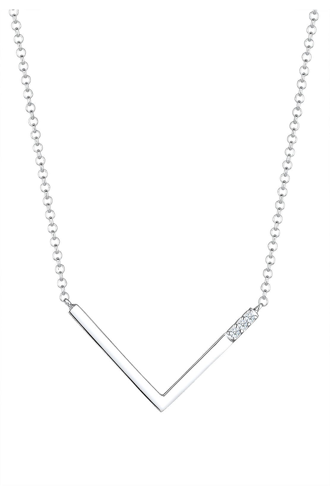 ELLI DIAMONDS Kette V-Kette mit Dreieck Diamant Weiß (0.045 ct) 925 Sterling Silber Weiß, Bild 1