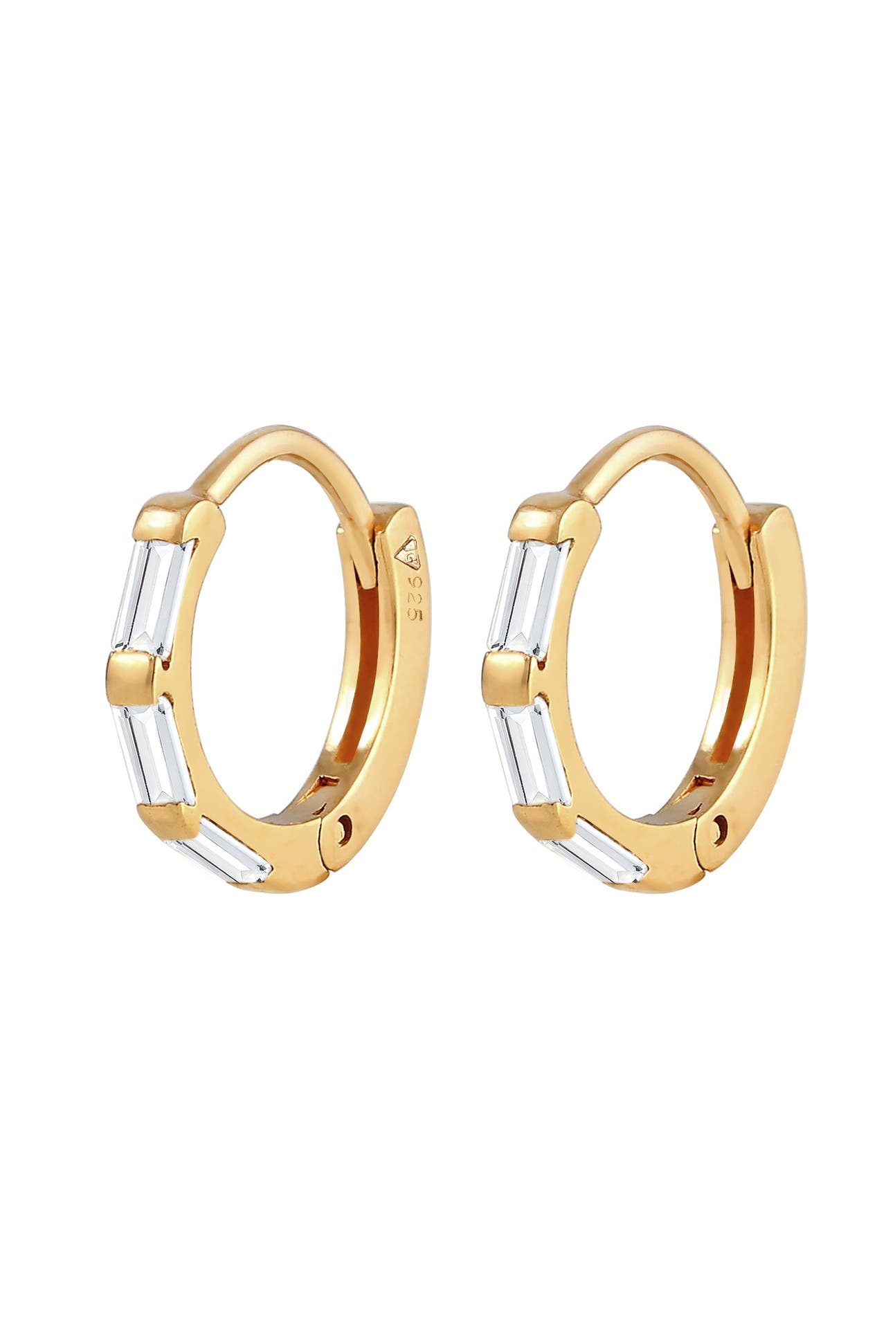 ELLI PREMIUM Ohrringe Creolen Topas Edelsteine Rechteck 925 Silber Gold, Bild 1