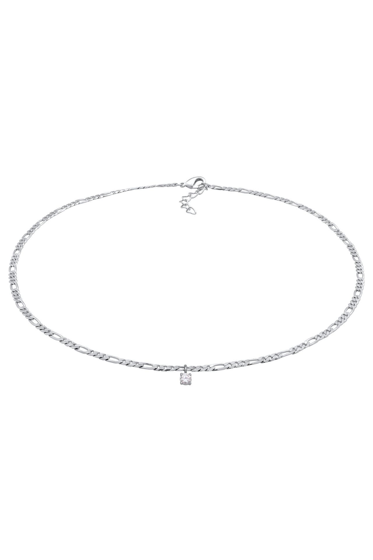 ELLI Kette Figarokette Zirkonia Anhänger Klassik Goldfarben Silber, Bild 1