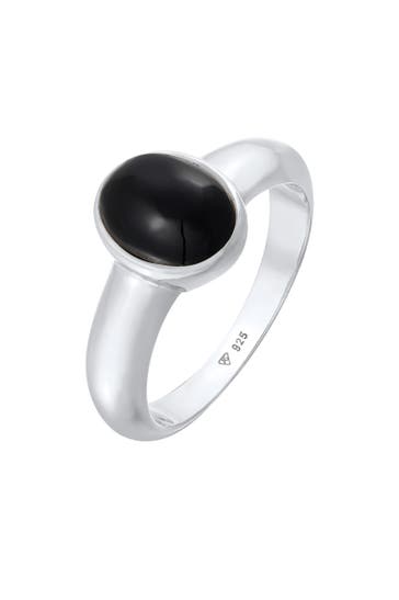 KUZZOI Ring Siegelring Onyx Oval Basic 925 Silber
