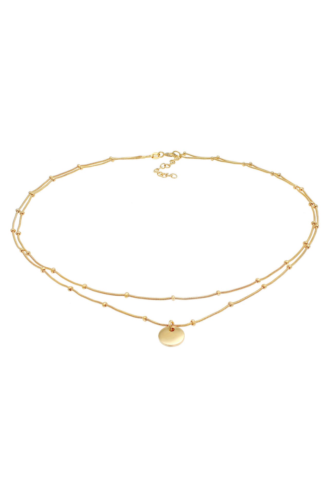 ELLI Kette Choker Layer Plättchen Kugelkette 925 Silber Gold, Bild 1