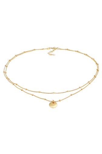 ELLI Kette Choker Layer Plättchen Kugelkette 925 Silber Gold